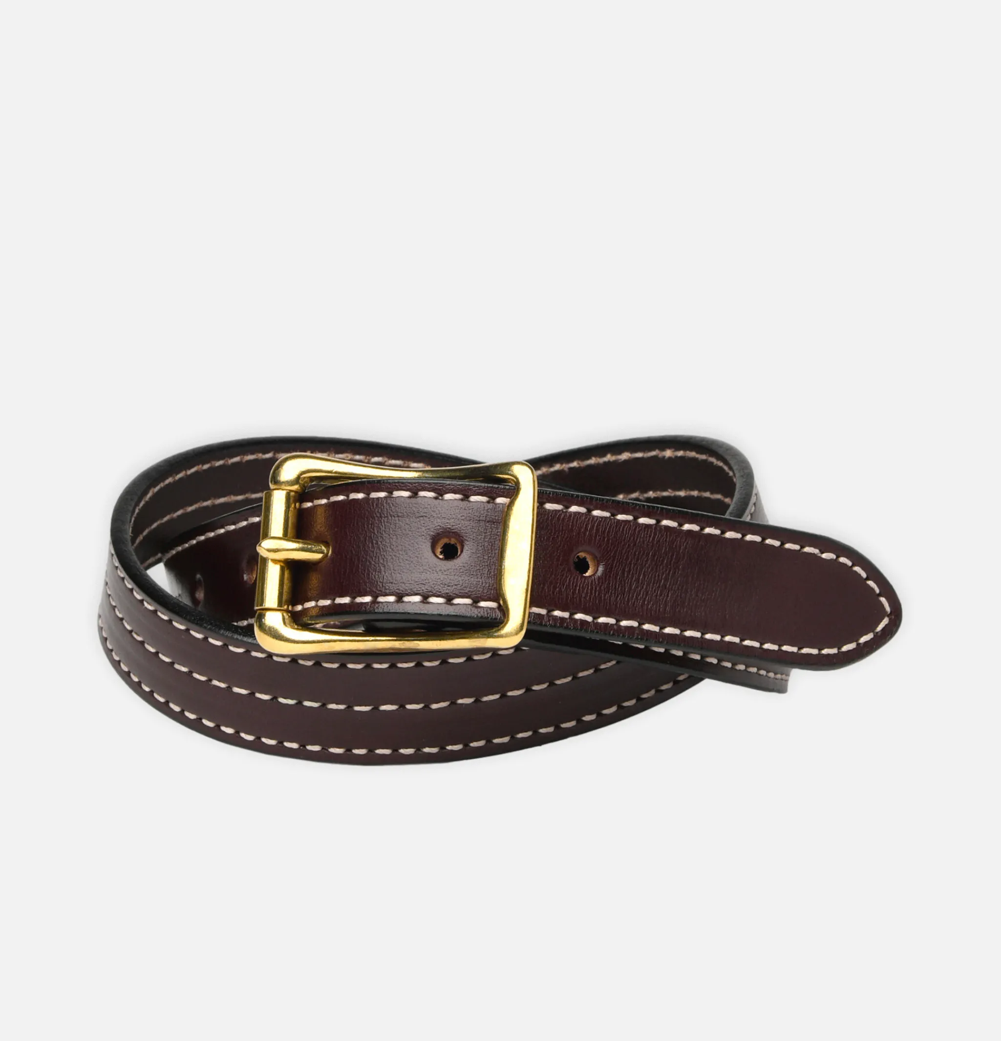 YUKETEN Ceintures*Ceinture Triple Stitched Dark Brown
