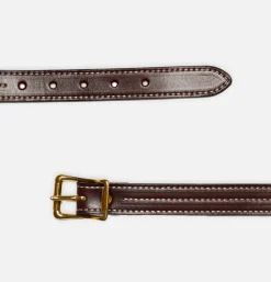 YUKETEN Ceintures*Ceinture Triple Stitched Dark Brown