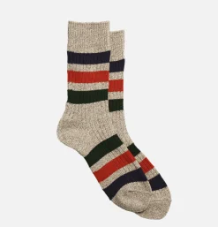 Homme ROTOTO Chaussettes*Chaussettes Park Stripe Beige