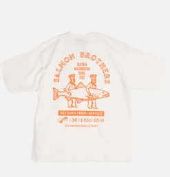 MANASTASH T-shirts*Citee Salmon White