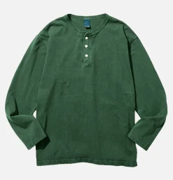 GOOD ON T-shirts*Ls Henley Tee Dark Green