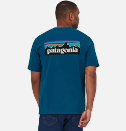 PATAGONIA T-shirts*P6 Logo T-shirt Wavy Blue