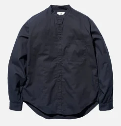 SNOW PEAK Chemises*Poplin Stand Collar Shirt Navy