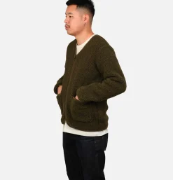 COLDBREAKER Sweats & Polaires*Zip Up Vee Cardigan Khaki